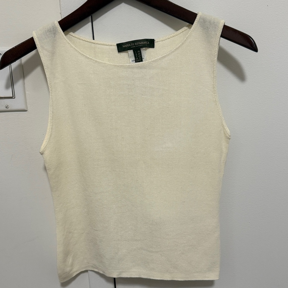 Maria Di Ripabianca White Cotton Knit Tank Top. Woman’s Size 12.